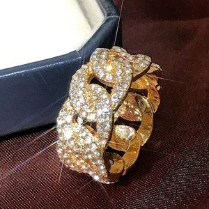 🎀Crystal Zircon Hip Hop Iced Out 18K Gold Plated Mens UNVN12381